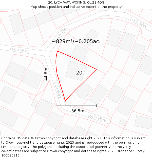 20, LYCH WAY, WOKING, GU21 4QG: Plot and title map