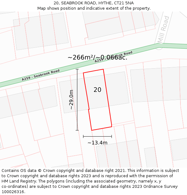 20, SEABROOK ROAD, HYTHE, CT21 5NA: Plot and title map