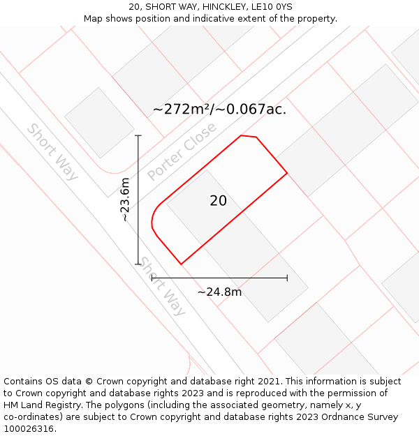 20, SHORT WAY, HINCKLEY, LE10 0YS: Plot and title map