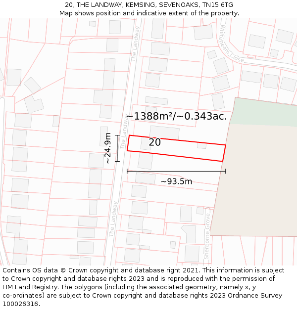 20, THE LANDWAY, KEMSING, SEVENOAKS, TN15 6TG: Plot and title map