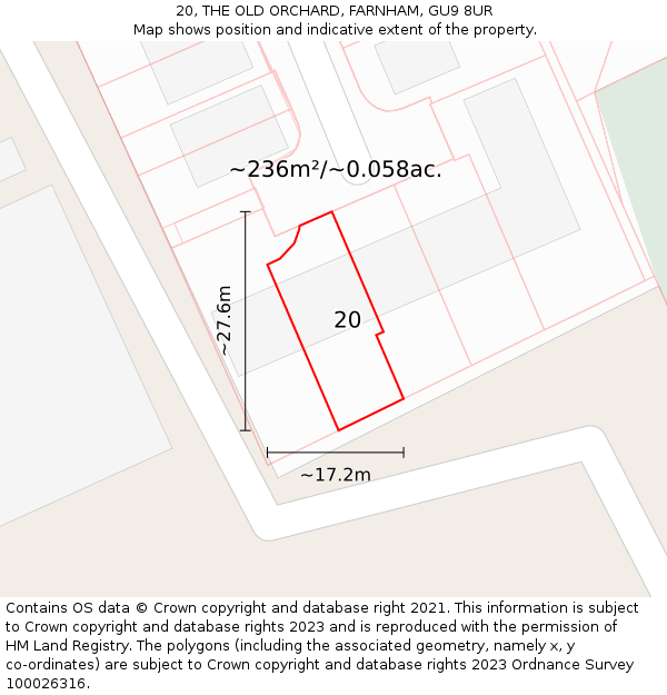 20, THE OLD ORCHARD, FARNHAM, GU9 8UR: Plot and title map