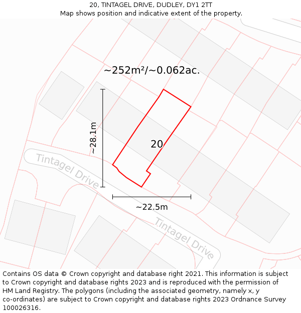 20, TINTAGEL DRIVE, DUDLEY, DY1 2TT: Plot and title map