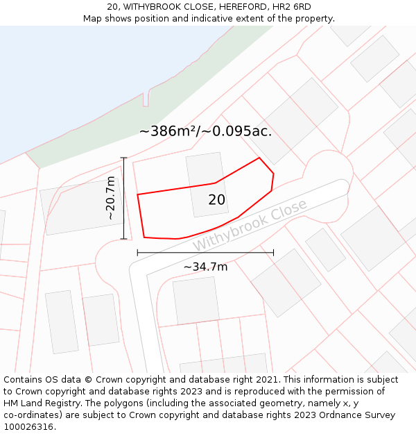 20, WITHYBROOK CLOSE, HEREFORD, HR2 6RD: Plot and title map