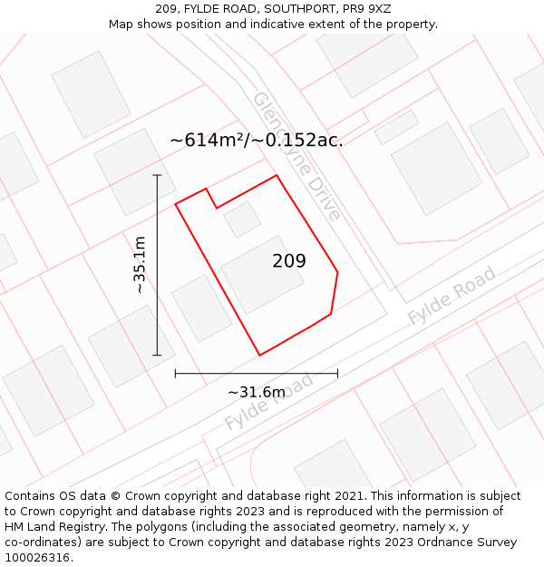 209, FYLDE ROAD, SOUTHPORT, PR9 9XZ: Plot and title map