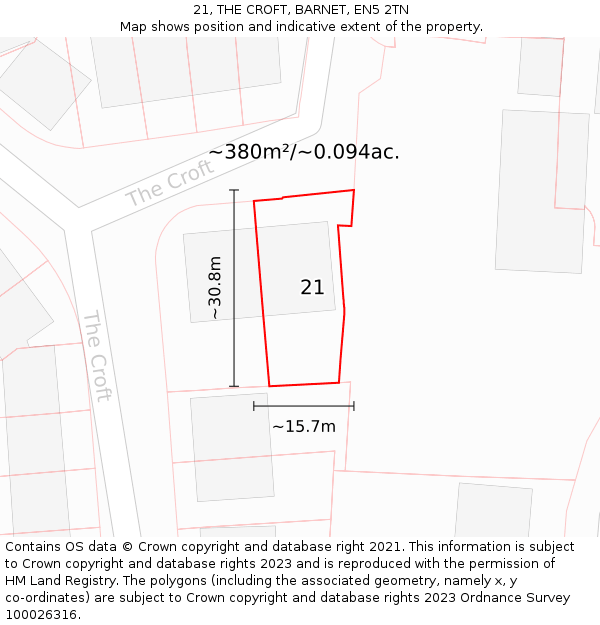 21, THE CROFT, BARNET, EN5 2TN: Plot and title map