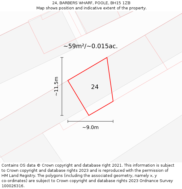 24, BARBERS WHARF, POOLE, BH15 1ZB: Plot and title map