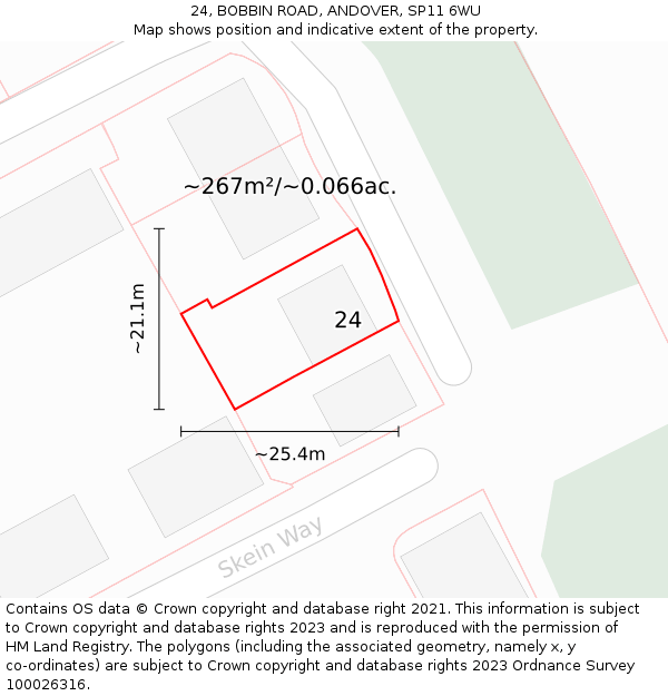 24, BOBBIN ROAD, ANDOVER, SP11 6WU: Plot and title map