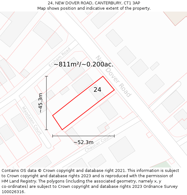 24, NEW DOVER ROAD, CANTERBURY, CT1 3AP: Plot and title map