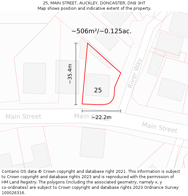 25, MAIN STREET, AUCKLEY, DONCASTER, DN9 3HT: Plot and title map