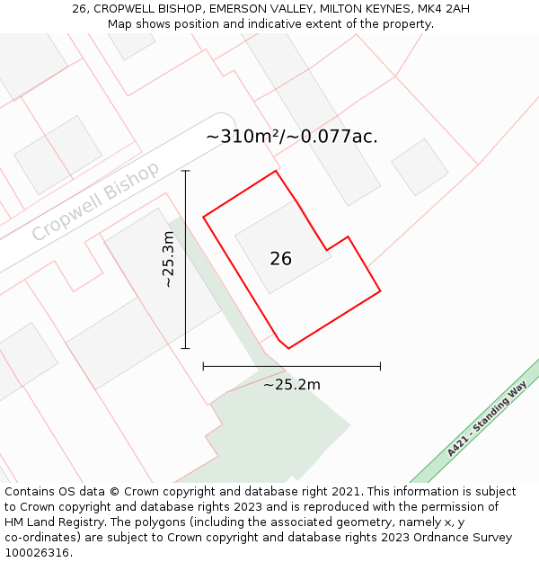 26, CROPWELL BISHOP, EMERSON VALLEY, MILTON KEYNES, MK4 2AH: Plot and title map