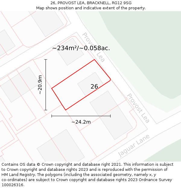 26, PROVOST LEA, BRACKNELL, RG12 9SG: Plot and title map