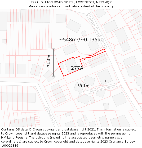 277A, OULTON ROAD NORTH, LOWESTOFT, NR32 4QZ: Plot and title map