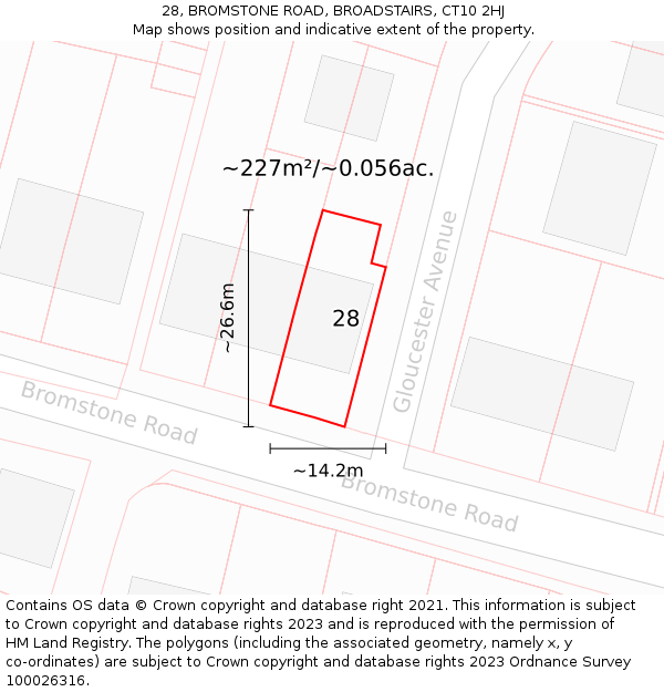 28, BROMSTONE ROAD, BROADSTAIRS, CT10 2HJ: Plot and title map