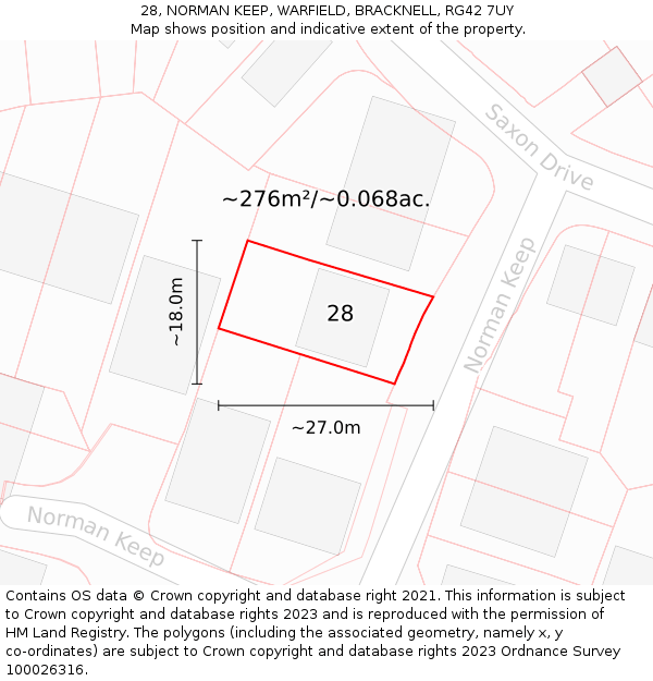 28, NORMAN KEEP, WARFIELD, BRACKNELL, RG42 7UY: Plot and title map