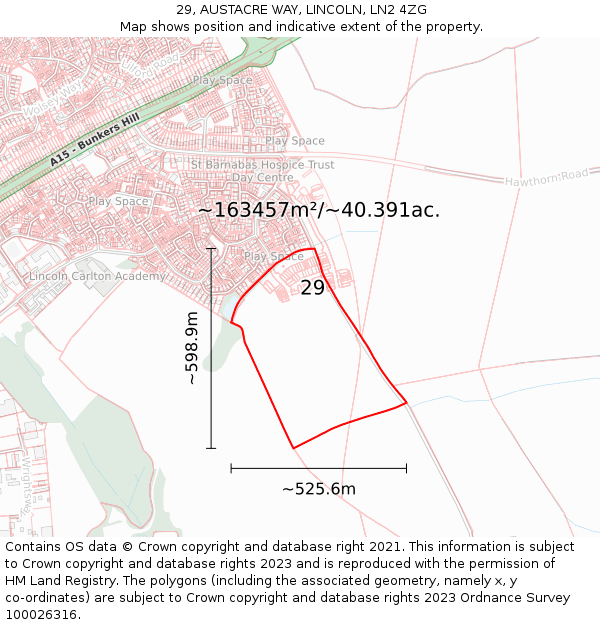 29, AUSTACRE WAY, LINCOLN, LN2 4ZG: Plot and title map