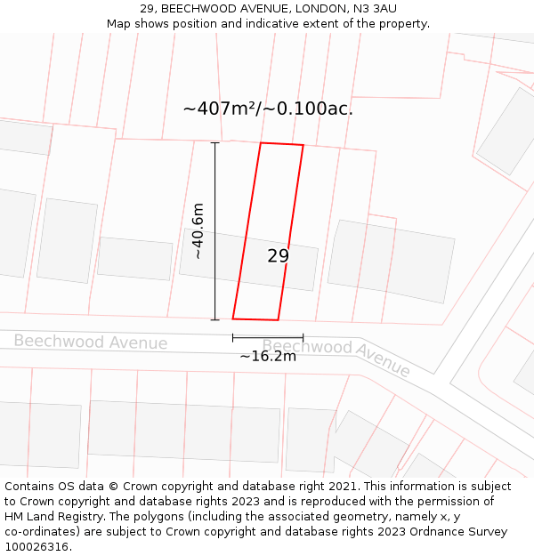 29, BEECHWOOD AVENUE, LONDON, N3 3AU: Plot and title map