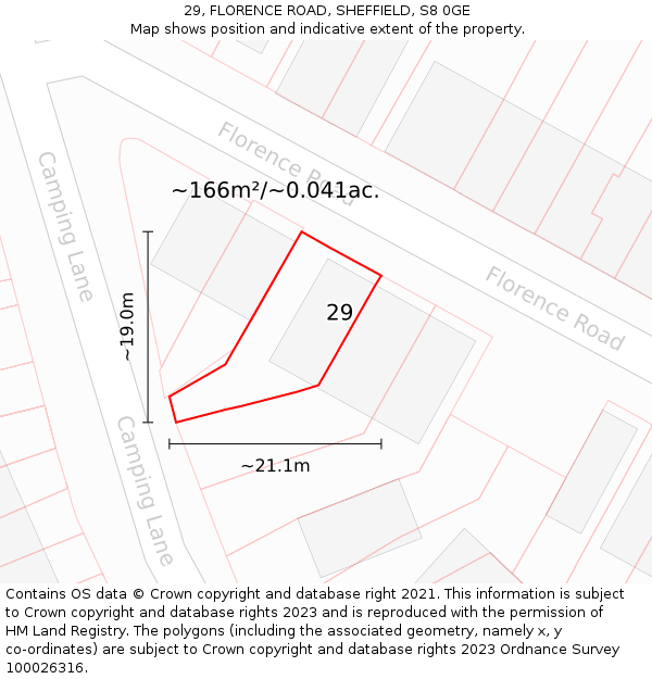 29, FLORENCE ROAD, SHEFFIELD, S8 0GE: Plot and title map