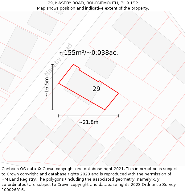 29, NASEBY ROAD, BOURNEMOUTH, BH9 1SP: Plot and title map