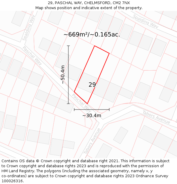 29, PASCHAL WAY, CHELMSFORD, CM2 7NX: Plot and title map