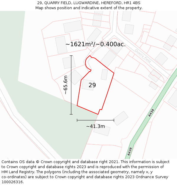 29, QUARRY FIELD, LUGWARDINE, HEREFORD, HR1 4BS: Plot and title map