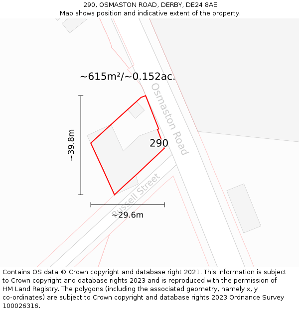 290, OSMASTON ROAD, DERBY, DE24 8AE: Plot and title map