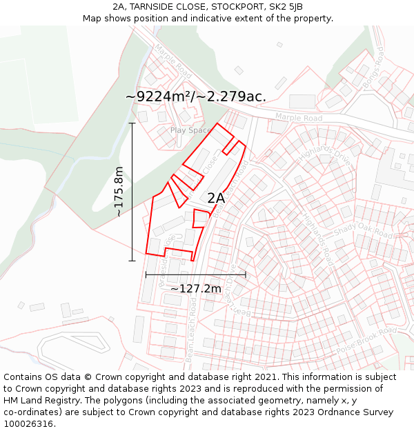 2A, TARNSIDE CLOSE, STOCKPORT, SK2 5JB: Plot and title map