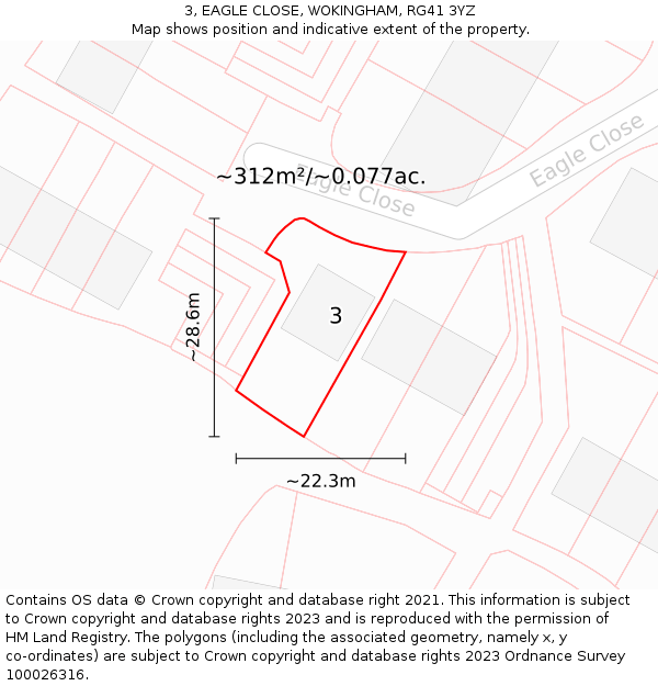 3, EAGLE CLOSE, WOKINGHAM, RG41 3YZ: Plot and title map