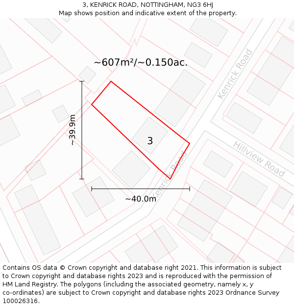 3, KENRICK ROAD, NOTTINGHAM, NG3 6HJ: Plot and title map