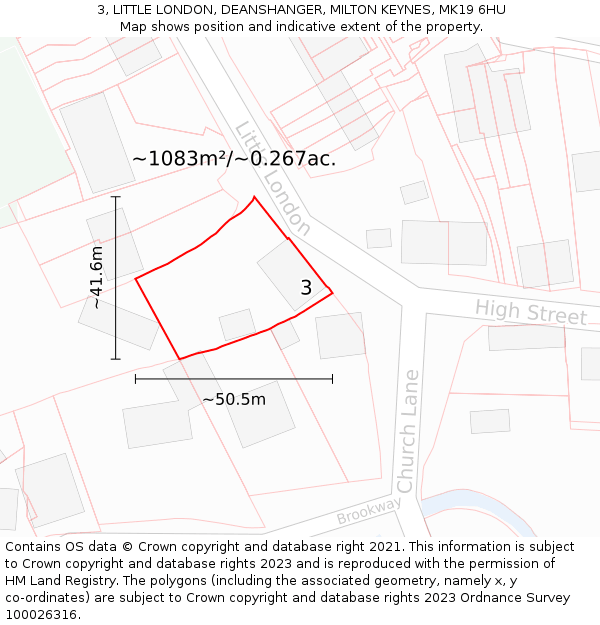 3, LITTLE LONDON, DEANSHANGER, MILTON KEYNES, MK19 6HU: Plot and title map