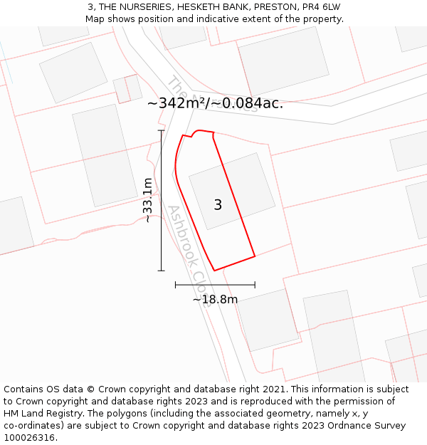 3, THE NURSERIES, HESKETH BANK, PRESTON, PR4 6LW: Plot and title map