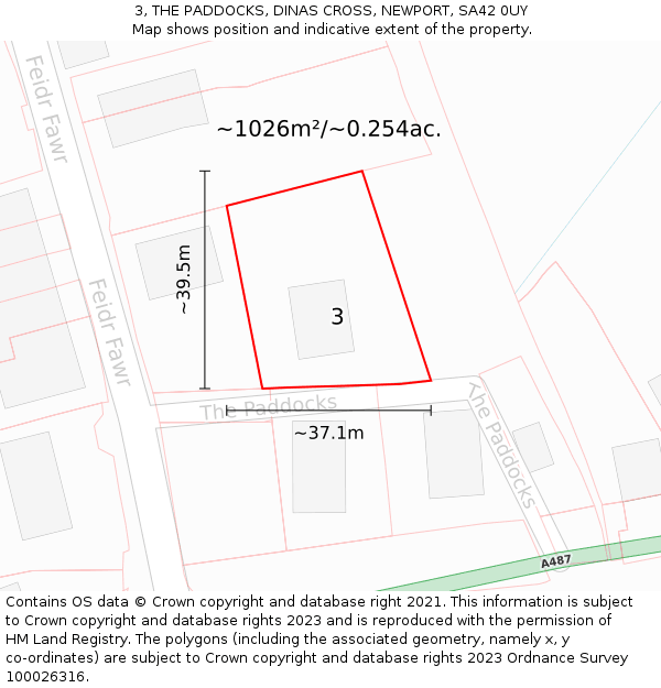 3, THE PADDOCKS, DINAS CROSS, NEWPORT, SA42 0UY: Plot and title map