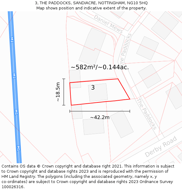 3, THE PADDOCKS, SANDIACRE, NOTTINGHAM, NG10 5HQ: Plot and title map