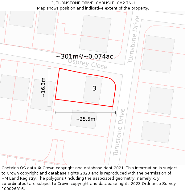 3, TURNSTONE DRIVE, CARLISLE, CA2 7NU: Plot and title map