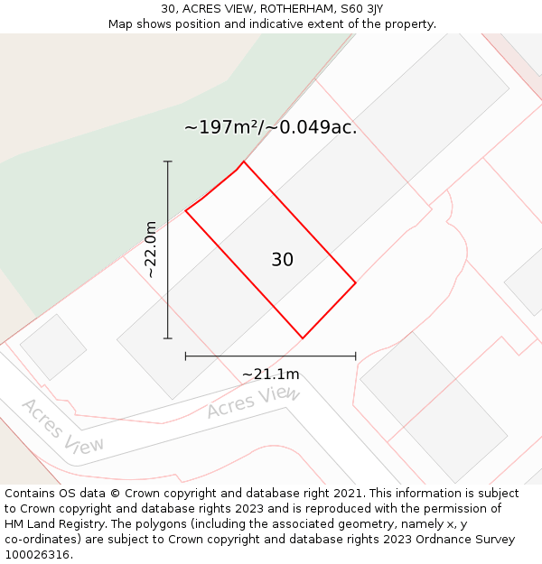 30, ACRES VIEW, ROTHERHAM, S60 3JY: Plot and title map