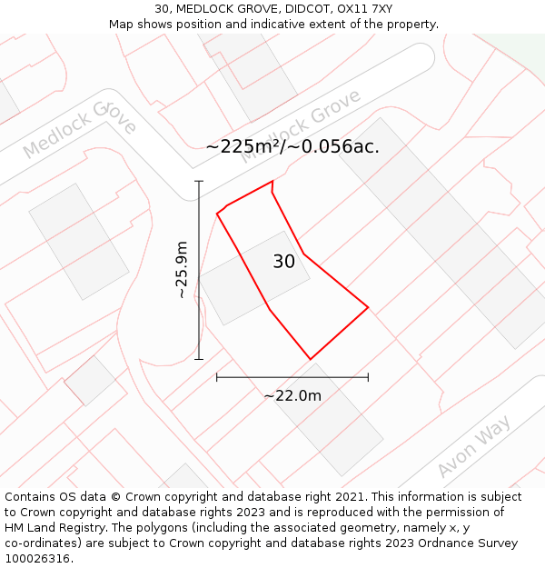 30, MEDLOCK GROVE, DIDCOT, OX11 7XY: Plot and title map