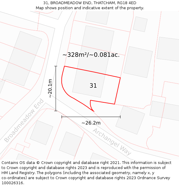 31, BROADMEADOW END, THATCHAM, RG18 4ED: Plot and title map
