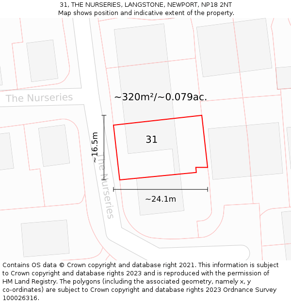 31, THE NURSERIES, LANGSTONE, NEWPORT, NP18 2NT: Plot and title map