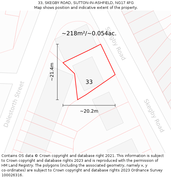 33, SKEGBY ROAD, SUTTON-IN-ASHFIELD, NG17 4FG: Plot and title map