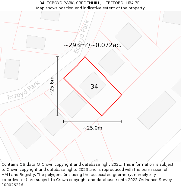 34, ECROYD PARK, CREDENHILL, HEREFORD, HR4 7EL: Plot and title map