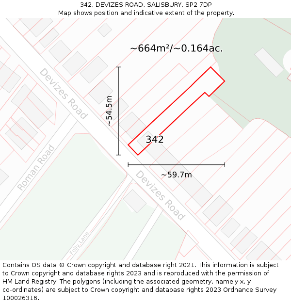 342, DEVIZES ROAD, SALISBURY, SP2 7DP: Plot and title map