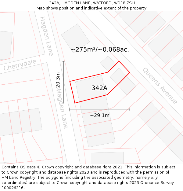 342A, HAGDEN LANE, WATFORD, WD18 7SH: Plot and title map