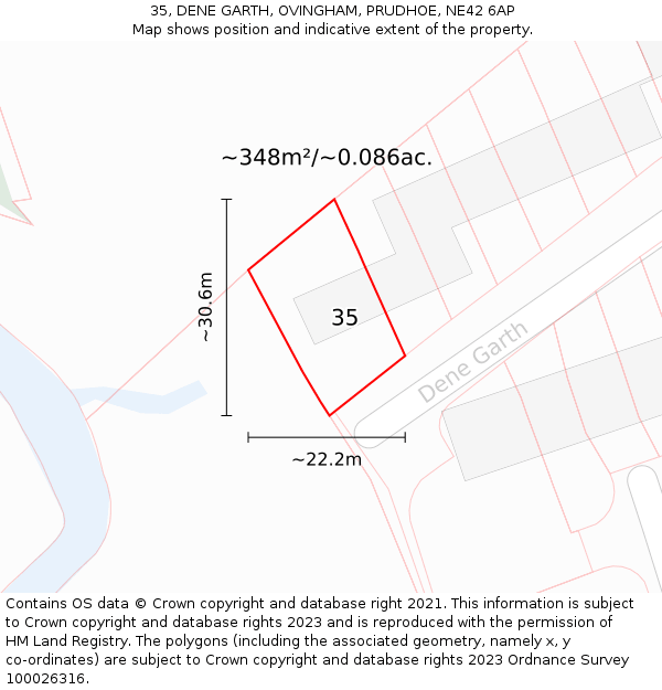35, DENE GARTH, OVINGHAM, PRUDHOE, NE42 6AP: Plot and title map