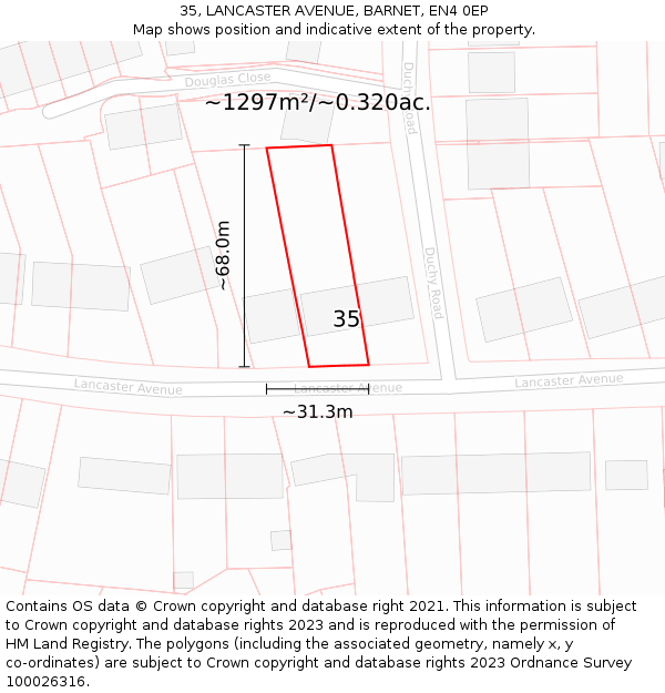 35, LANCASTER AVENUE, BARNET, EN4 0EP: Plot and title map