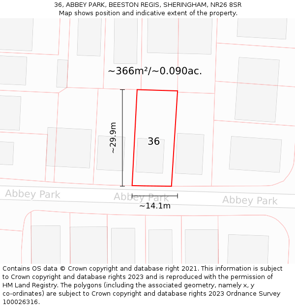 36, ABBEY PARK, BEESTON REGIS, SHERINGHAM, NR26 8SR: Plot and title map