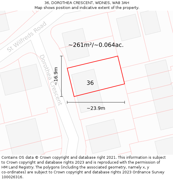 36, DOROTHEA CRESCENT, WIDNES, WA8 3AH: Plot and title map