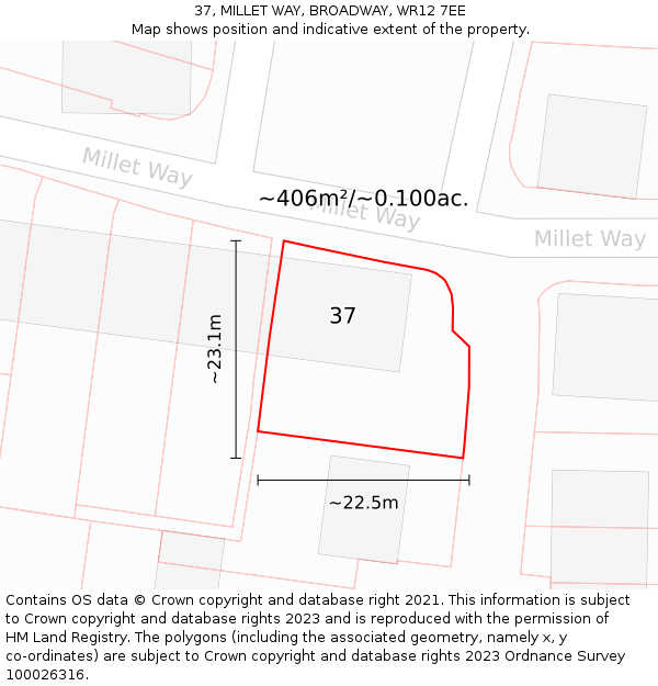 37, MILLET WAY, BROADWAY, WR12 7EE: Plot and title map