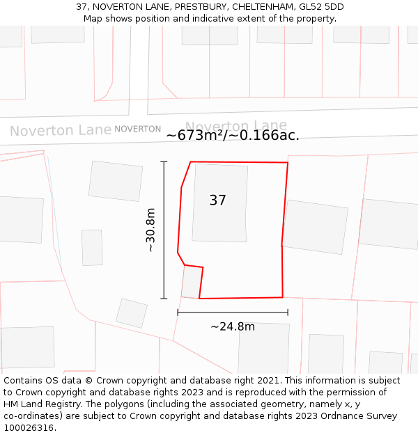 37, NOVERTON LANE, PRESTBURY, CHELTENHAM, GL52 5DD: Plot and title map