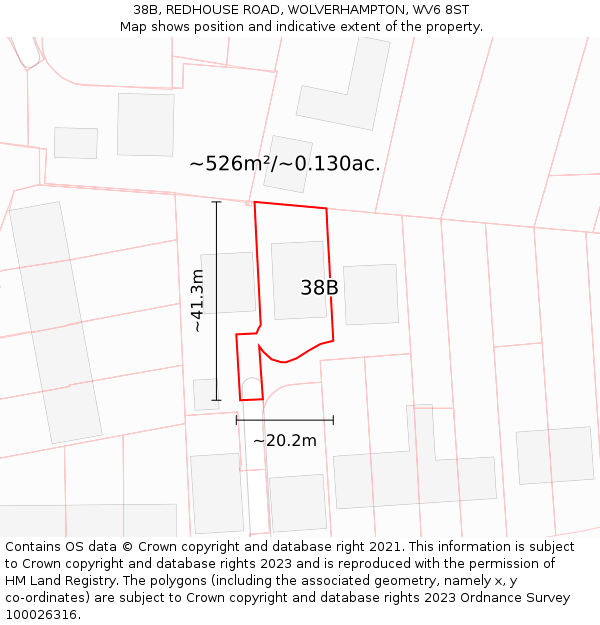 38B, REDHOUSE ROAD, WOLVERHAMPTON, WV6 8ST: Plot and title map