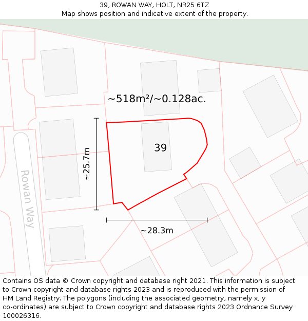 39, ROWAN WAY, HOLT, NR25 6TZ: Plot and title map