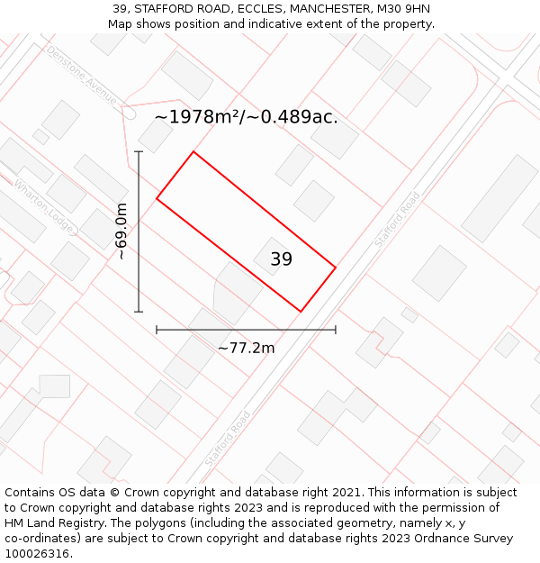 39, STAFFORD ROAD, ECCLES, MANCHESTER, M30 9HN: Plot and title map